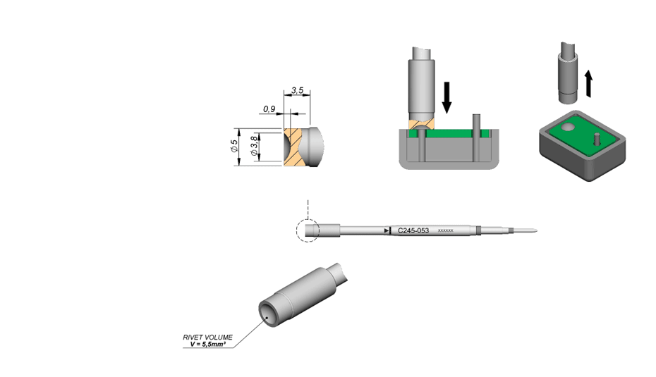 C245053 - Chrome finish, designed for plastic rivets
